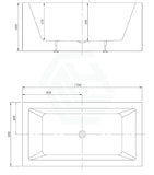 Broadway Ataud 1500/1700x800x600mm Rectangle Acrylic Freestanding Spa Bathtub