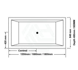 Broadway Catolina Spa Bath 1550/1680/1800x840x480/500mm Rectangula Drop-in Tub