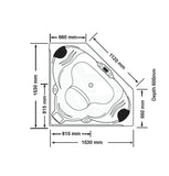 Cordoba Spa Bathtub 1530x1530x600mm Corner Drop-in Tub with Jets