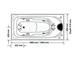 Broadway Elise Spa Bath 1690/1800x850x515mm Rectangula Drop-in Tub