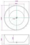 Broadway FS19 1350/1400x580mm Round Acrylic Freestanding Spa Bathtub