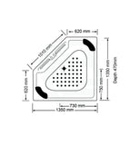 Villena Spa Bathtub 1350x1350x470mm Corner Drop-in Tub with Jets