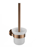 Round Toilet Brush Holder - Brushed Copper