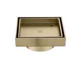 Square Tile Insert Floor Waste Brushed Gold - 100mm