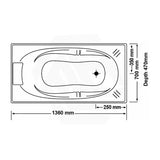 Broadway Alita Bath 1360x700x470mm Rectangle Acrylic Drop In Bathtub Gloss White