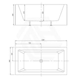 Broadway Ataud 1500/1700x800x600mm Rectangle Acrylic Freestanding Bathtub