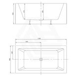 Broadway Ataud 1500/1700x800x600mm Rectangle Acrylic Freestanding Bathtub