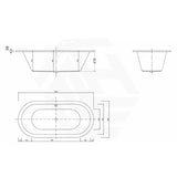 Broadway Florentine Bath 1485/1640mm Oval Acrylic Drop In Bathtub Gloss White