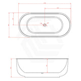 Broadway FS25 1700x800x600mm Oval Acrylic Freestanding Bathtub