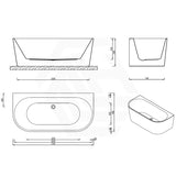 Broadway FS36 Spa Bath 1700x780x600mm Back To Wall Tub in Gloss White