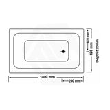 Broadway Grandisimo Bath 1400x820x520mm Rectangle Acrylic Drop In Bathtub Gloss White
