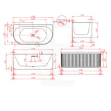 Broadway Salamanca 1500/1700mm Back to Wall Spa Bathtub Acrylic Gloss White/Matt White