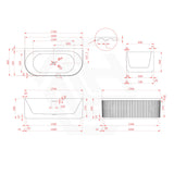 Broadway Salamanca 1500/1700mm Back to Wall Spa Bathtub Acrylic Gloss White/Matt White