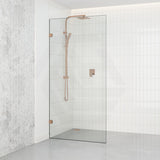 From 300 to 1200x2000mm Frameless Walk In Shower Screen Single Fixed Panel Brushed Bronze Brackets 10mm Glass