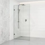 M#1(Gunmetal Grey) From 300 to 1200x2000mm Frameless Walk In Shower Screen Single Fixed Panel Gunmetal Grey Brackets 10mm Glass