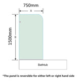 750/900mm Bathtub CURVED Corner Shower Screen Fixed Panel Variant Colour Fittings 10mm Tempered Glass Frameless