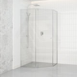 900/1000mm Diamond Shape Shower Screen Pivot Door Chrome Semi-frameless 6mm Glass 1900mm Height