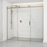 1400-2530x2000mm Shower Screen Wall to Wall Sliding Door Variant Colour Stainless Steel Frameless 3 Panels