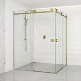 G#1(Gold) 870-1450mm Shower Screen Brushed Gold Frameless Double Sliding 10mm Glass 2000mm Height