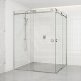 N#1(Nickel) 870-1450mm Shower Screen Brushed Nickel Frameless Double Sliding 10mm Glass 2000mm Height