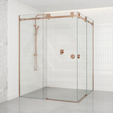 870-1450mm Shower Screen Brushed Bronze Frameless Double Sliding 10mm Glass 2000mm Height