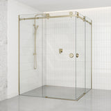 G#9(Gold) 870-1450mm Shower Screen Light Gold Frameless Double Sliding 10mm Glass 2000mm Height
