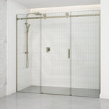 1400-2530x2000mm Shower Screen Wall to Wall Sliding Door Variant Colour Stainless Steel Frameless 3 Panels