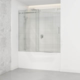 1450-1800x1600mm Bathtub Sliding Shower Screen Wall to Wall Frameless Square Handle Variant Colour