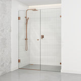 940-1910mm Frameless Wall to Wall Shower Screen Door Hung with Fix Panel in Variant Colour Fittings 10mm Glass