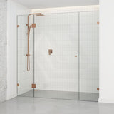 1090-2600mm 3 Panels Wall to Wall Shower Screen Frameless 10mm Glass Brushed Bronze Fittings