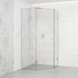800~1150mm Diamond Shape Shower Screen Pivot Door Chrome Frameless 10mm Glass 2000mm Height