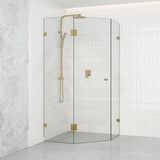 G#1(Gold) 800~1150mm Diamond Shape Shower Screen Pivot Door Brushed Gold Frameless 10mm Glass 2000mm Height