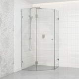 N#1(Nickel) 800~1150mm Diamond Shape Shower Screen Pivot Door Brushed Nickel Frameless 10mm Glass 2000mm Height