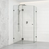 M#1(Gunmetal Grey) 800~1150mm Diamond Shape Shower Screen Pivot Door Gunmetal Grey Frameless 10mm Glass 2000mm Height