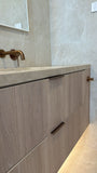 Cobre Curved Wall Spout - Brushed Copper