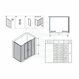 From 1400 to 2250mm L Shape Shower Screen Semi-frameless Double Sliding Door Matt Black Fittings 6mm Glass 2000mm Height