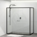 From 1400 to 2250mm L Shape Shower Screen Semi-frameless Double Sliding Door Matt Black Fittings 6mm Glass 2000mm Height