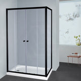 From 1400 to 2250mm L Shape Shower Screen Semi-frameless Double Sliding Door Matt Black Fittings 6mm Glass 2000mm Height