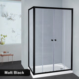 From 1400 to 2250mm L Shape Shower Screen Semi-frameless Double Sliding Door Matt Black Fittings 6mm Glass 2000mm Height