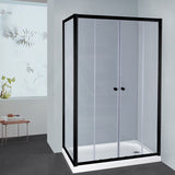 From 1400 to 2250mm L Shape Shower Screen Semi-frameless Double Sliding Door Matt Black Fittings 6mm Glass 2000mm Height