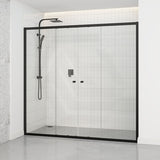 From 1400 to 2250mm Wall to Wall Shower Screen Double Sliding Variant Colour Semi-frameless Fittings Tempered Glass 2000mm Height