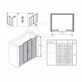 From 1400 to 2250mm Wall to Wall Shower Screen Double Sliding Variant Colour Semi-frameless Fittings Tempered Glass 2000mm Height