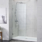 From 300 to 1200x2000mm Frameless Walk In Shower Screen Single Fixed Panel Chrome Brackets 10mm Glass