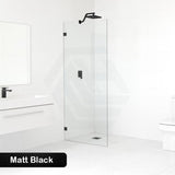 From 300 to 1200x2000mm Frameless Walk In Shower Screen Single Fixed Panel Matt Black Brackets 10mm Glass