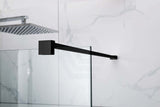 From 300 to 1200x2000mm Frameless Walk In Shower Screen Single Fixed Panel Matt Black Brackets 10mm Glass