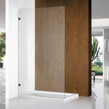 From 300 to 1200x2000mm Frameless Walk In Shower Screen Single Fixed Panel Matt Black Brackets 10mm Glass