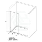 From 800 to 1200x2000mm Frameless Walk-in Shower Screen Single Fixed Panel Variant Colour Brackets 10mm Fluted Glass