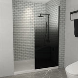 From 900 to 1200x2000mm Black Color Gradient Frameless Shower Screen Single Door Fixed Panel 10mm Tempered Glass