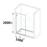 From 900 to 1200x2000mm Grey Glass Black Bracket Frameless Shower Screen Single Door Fixed Panel 10mm Glass