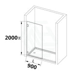 From 900 to 1200x2000mm Grey Glass Black Bracket Frameless Shower Screen Single Door Fixed Panel 10mm Glass